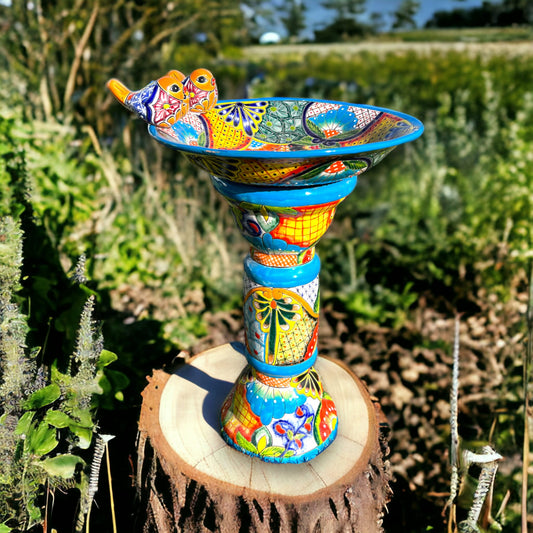 Handmade Talavera Bird Bath | Authentic Mexican Artwork (20" Diameter)