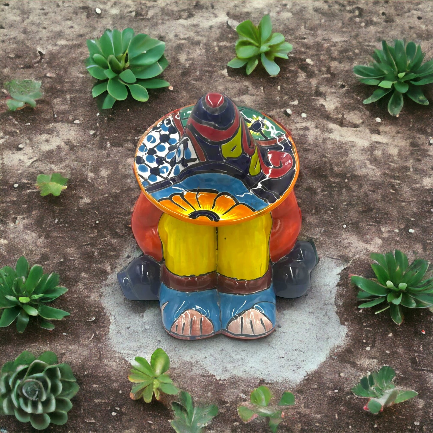 Handmade Talavera Sleeping Panchito Statue | Hand Painted Mexican Pottery