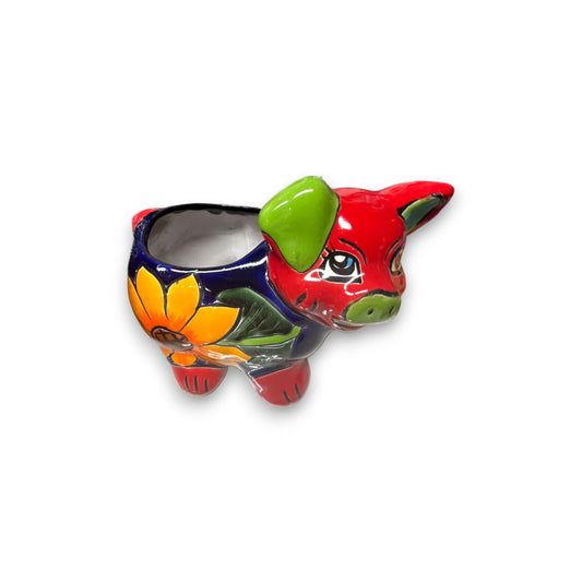 Mexican Talavera Pig Planter | Colorful Hand-Painted (Small)