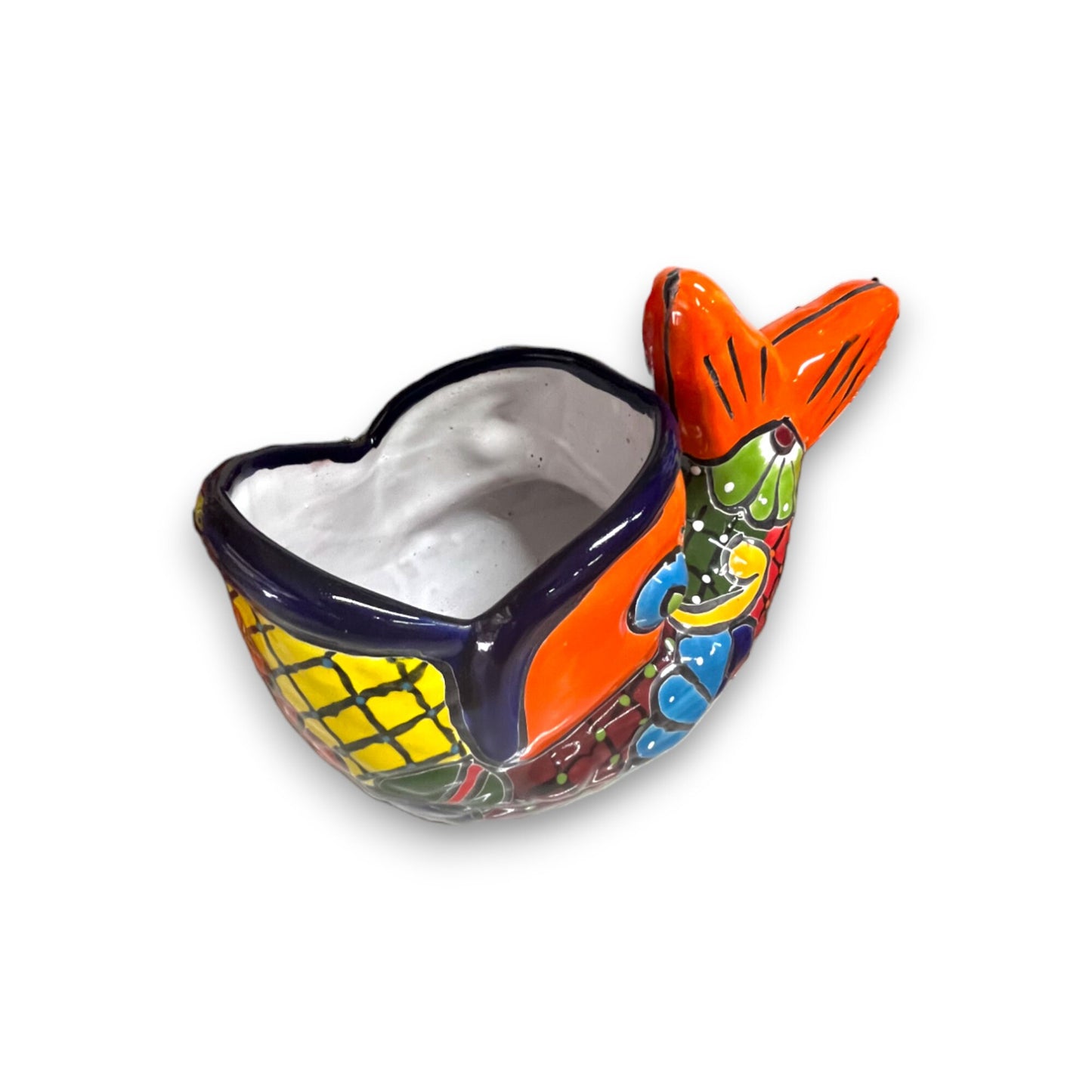 Medium Talavera Fish Planter | Hand-Painted Mexican Statue Pottery