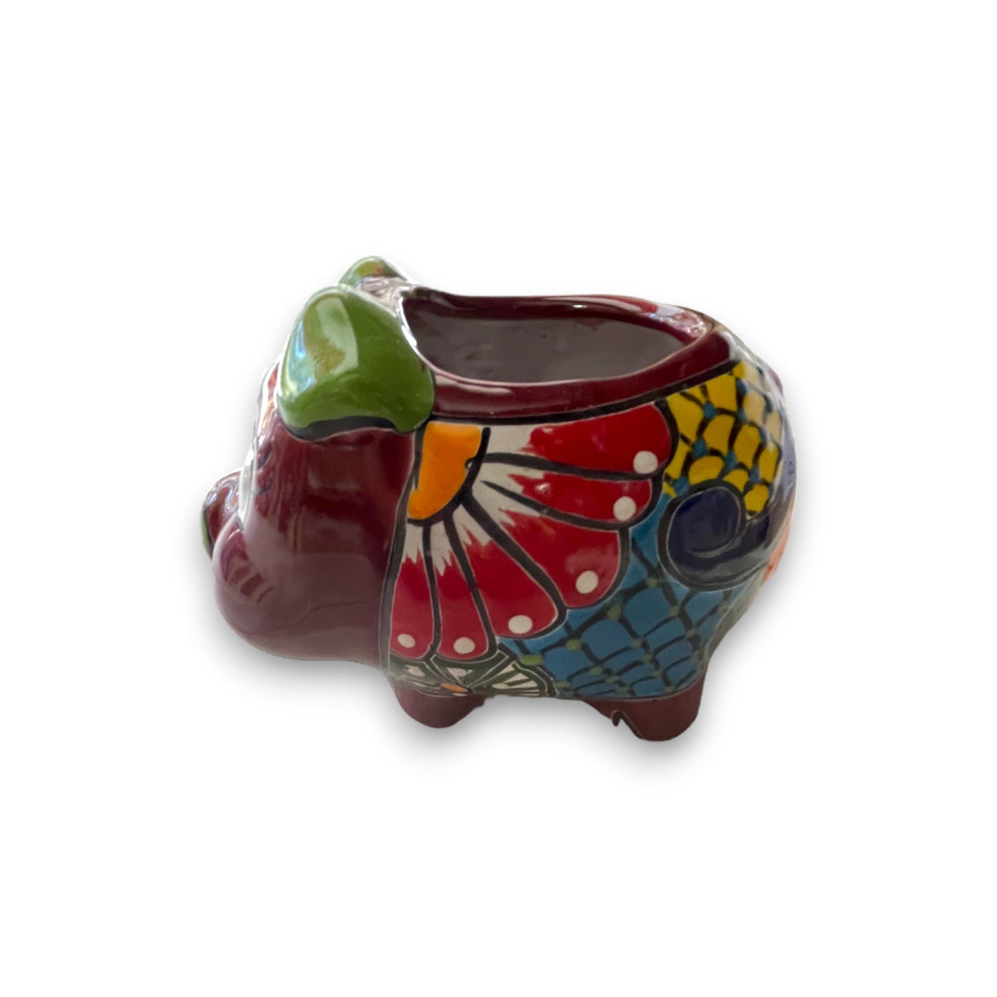 Mexican Talavera Pig Planter | Medium-Sized Pig Decorations