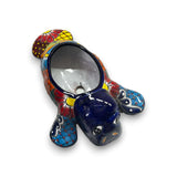 Mexican Handmade Seal Planter | Colorful Talavera Seal (Medium Size) — hand-painted blue and multicolor Talavera ceramic seal planter