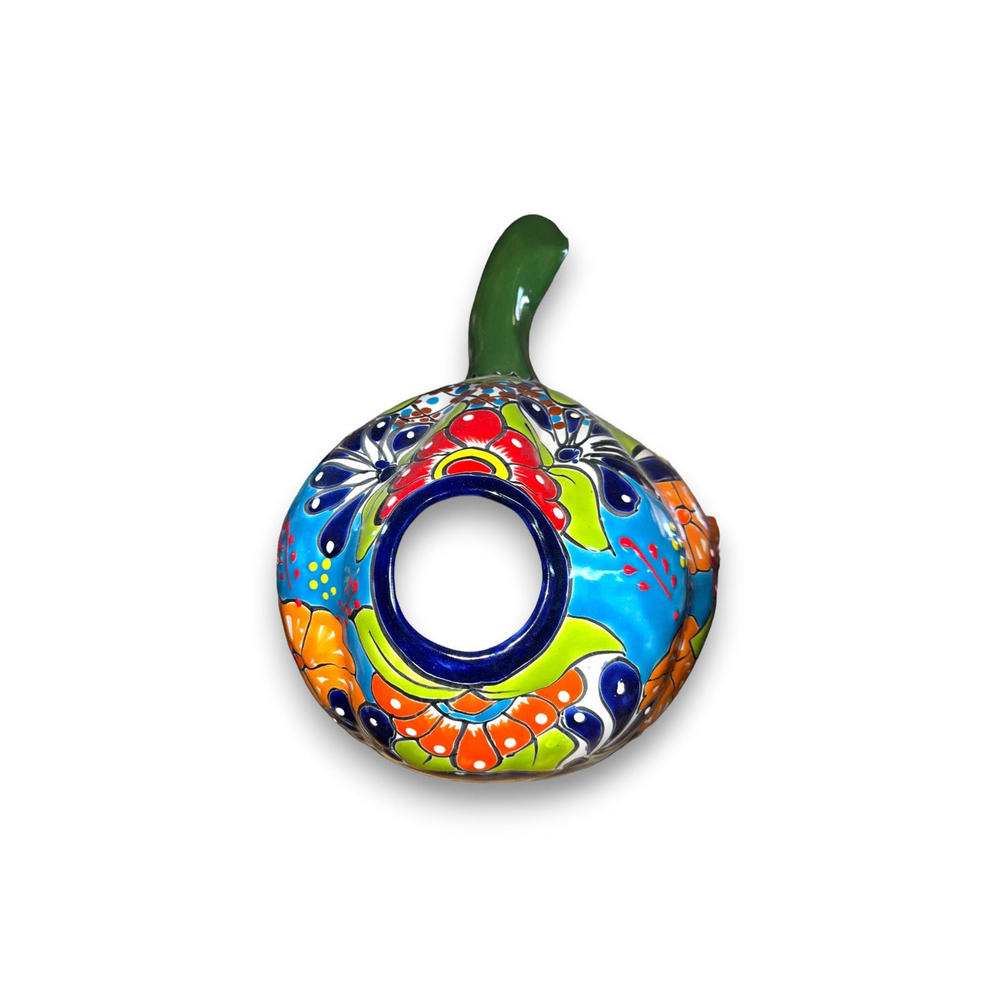 Talavera Pumpkin | Handcrafted Mexican Jack-o'-Lantern Art (10" Diameter)