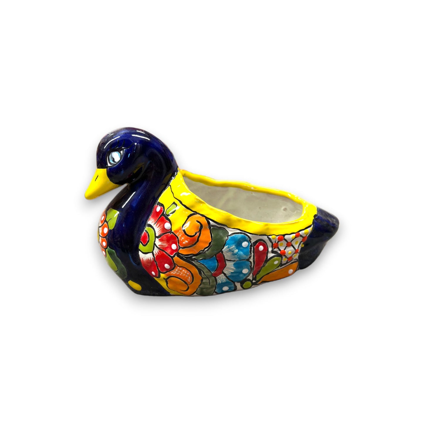 Colorful Talavera Duck Planter | Hand-Painted Mexican Succulent Pottery Art