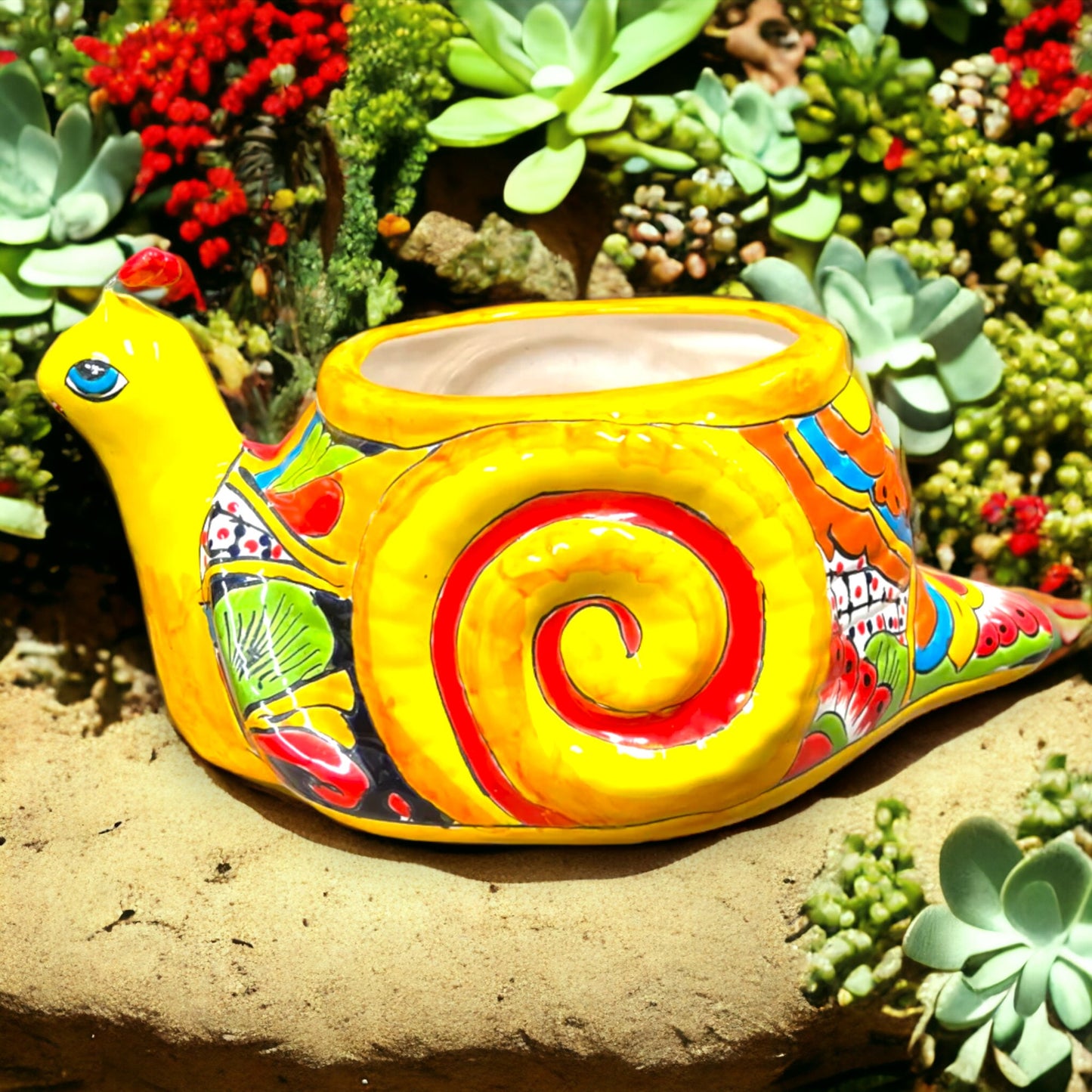 Talavera Snail Planter | Handcrafted Mexican Garden Decor