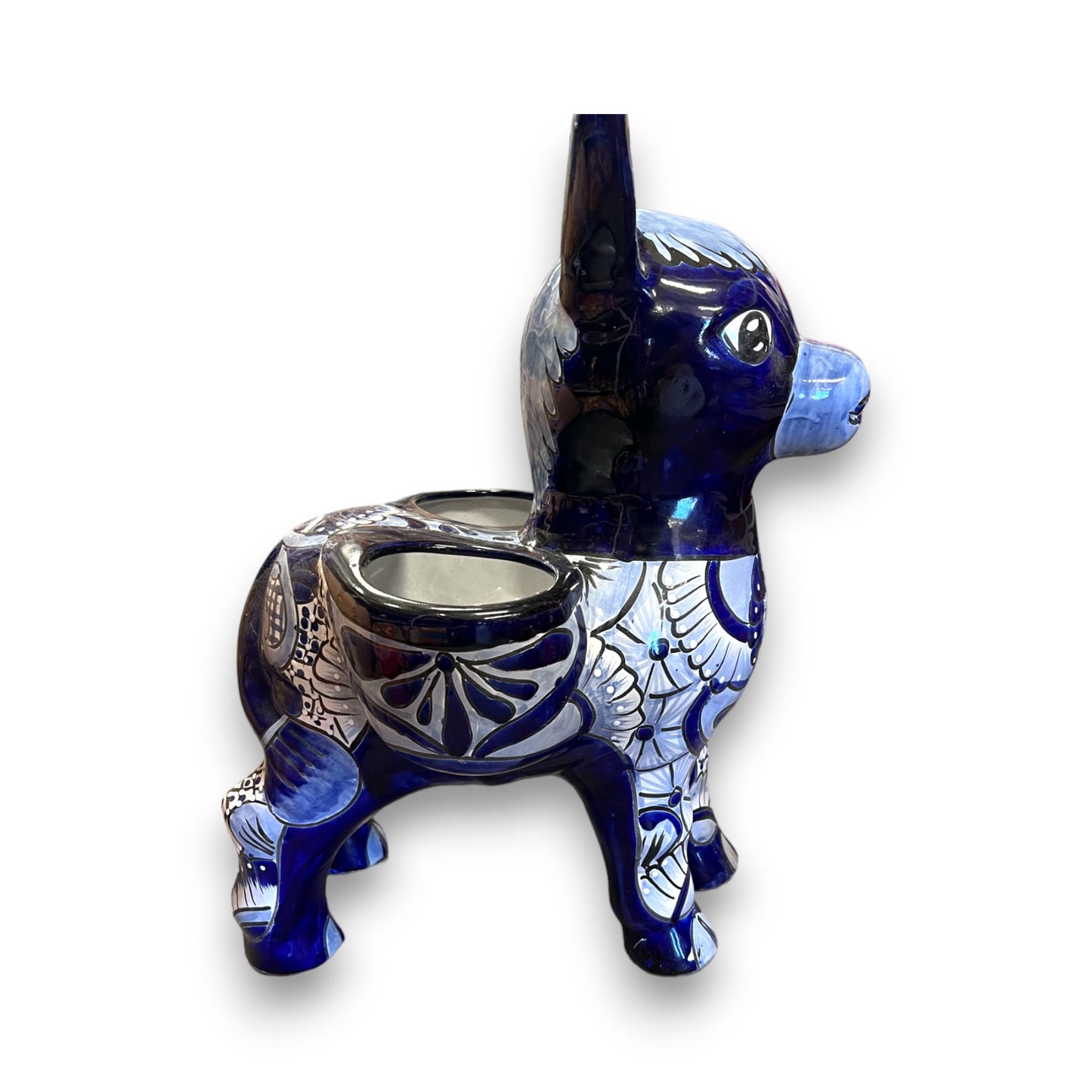 XL Talavera Donkey Planter | Hand-Painted Blue & White Ceramic (22" Tall)