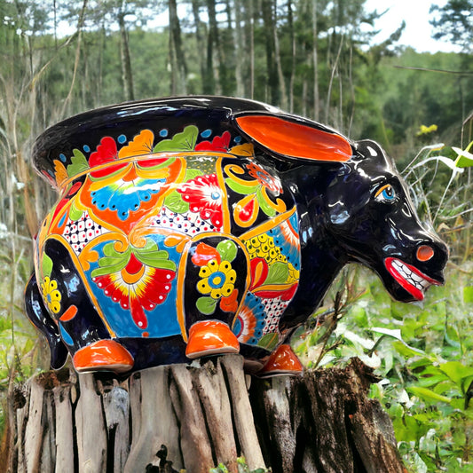 HUGE XL Talavera Donkey Planter | Colorful Hand-Painted Mexican Burro Pottery