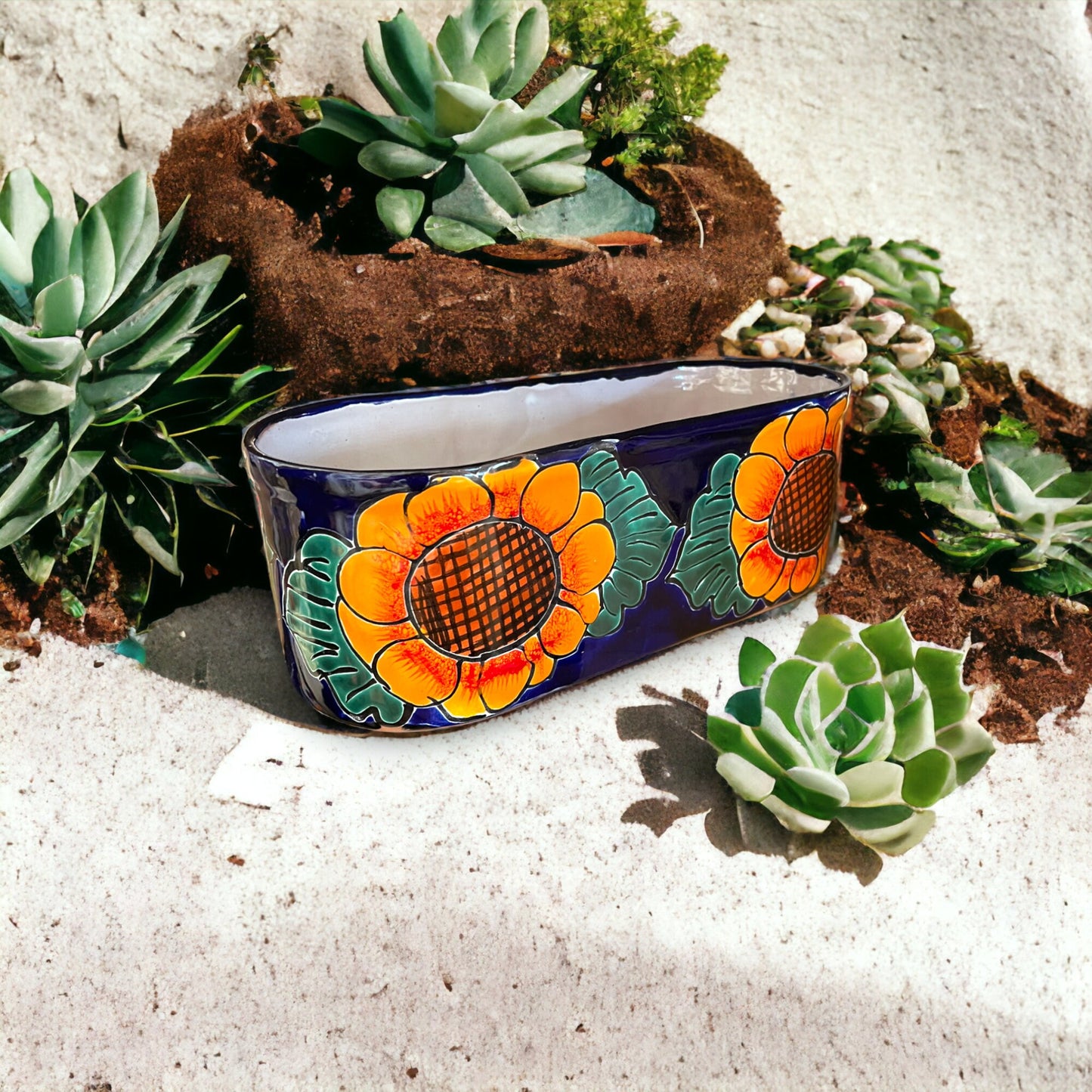 Talavera Sun Flower Planter | Medium-Sized Talavera Planter