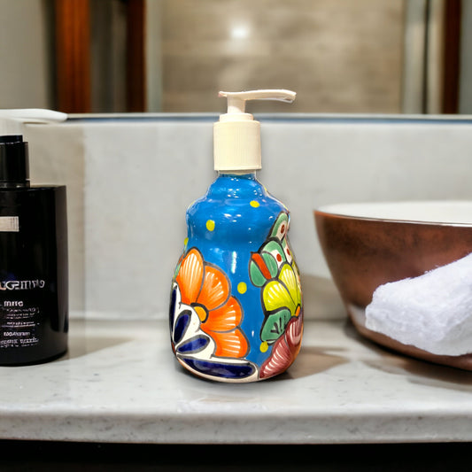 Mexican Talavera Soap Dispenser | Colorful Ceramic Bathroom Decor