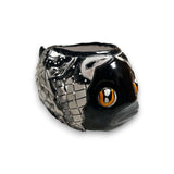 Small Talavera Fish Planter | Colorful Hand-Painted Mexican Statue Pottery showcasing black-and-white hand-painted kiln-fired ceramic fish planter with orange eyes