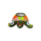 Small Talavera Sea Turtle Planter | Hand-Painted Mexican Turtle Pottery - hand-painted green turtle planter with floral Talavera design