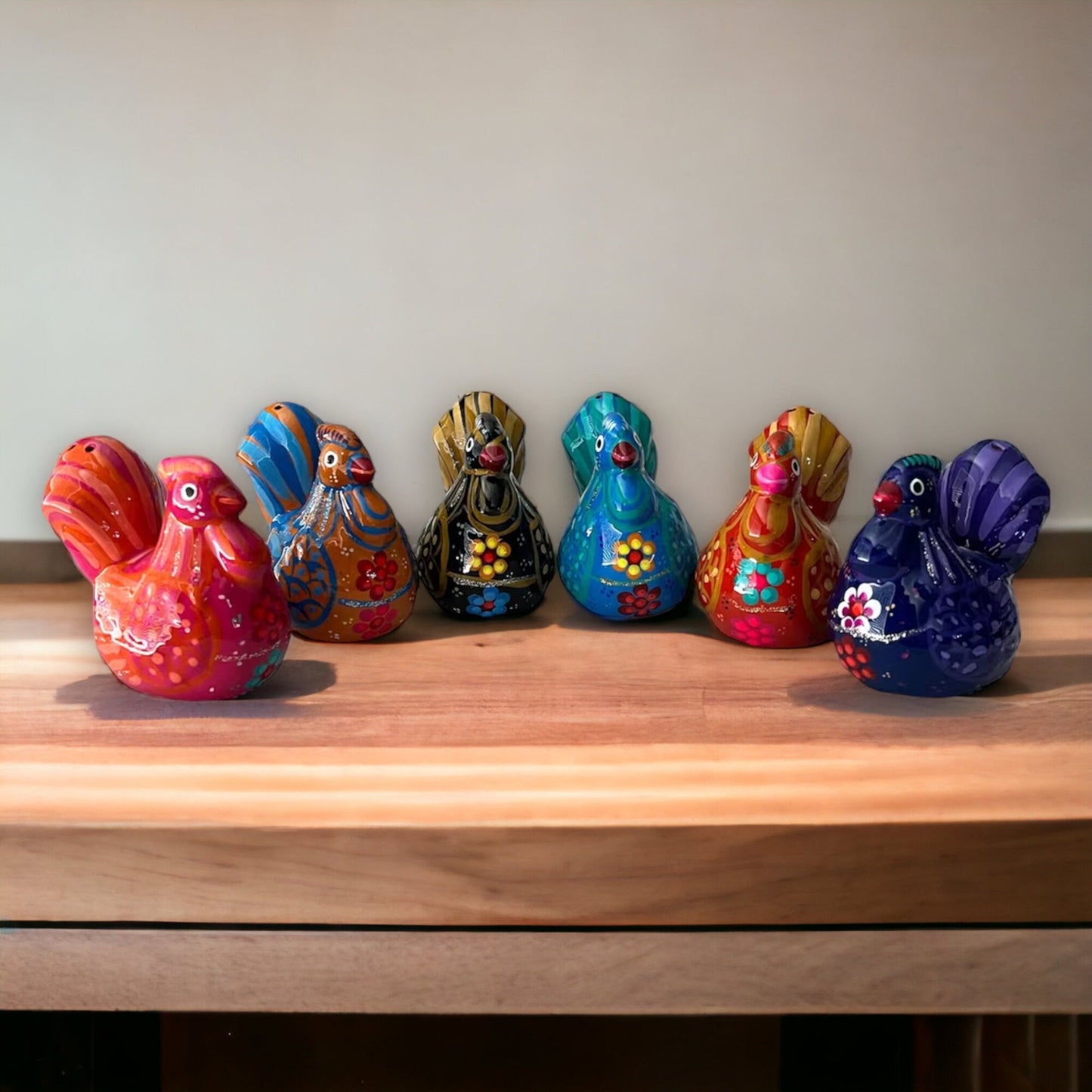 Set of 2 Chicken Salt and Pepper Shakers | Mexican Hand-Painted Guerrero Pottery