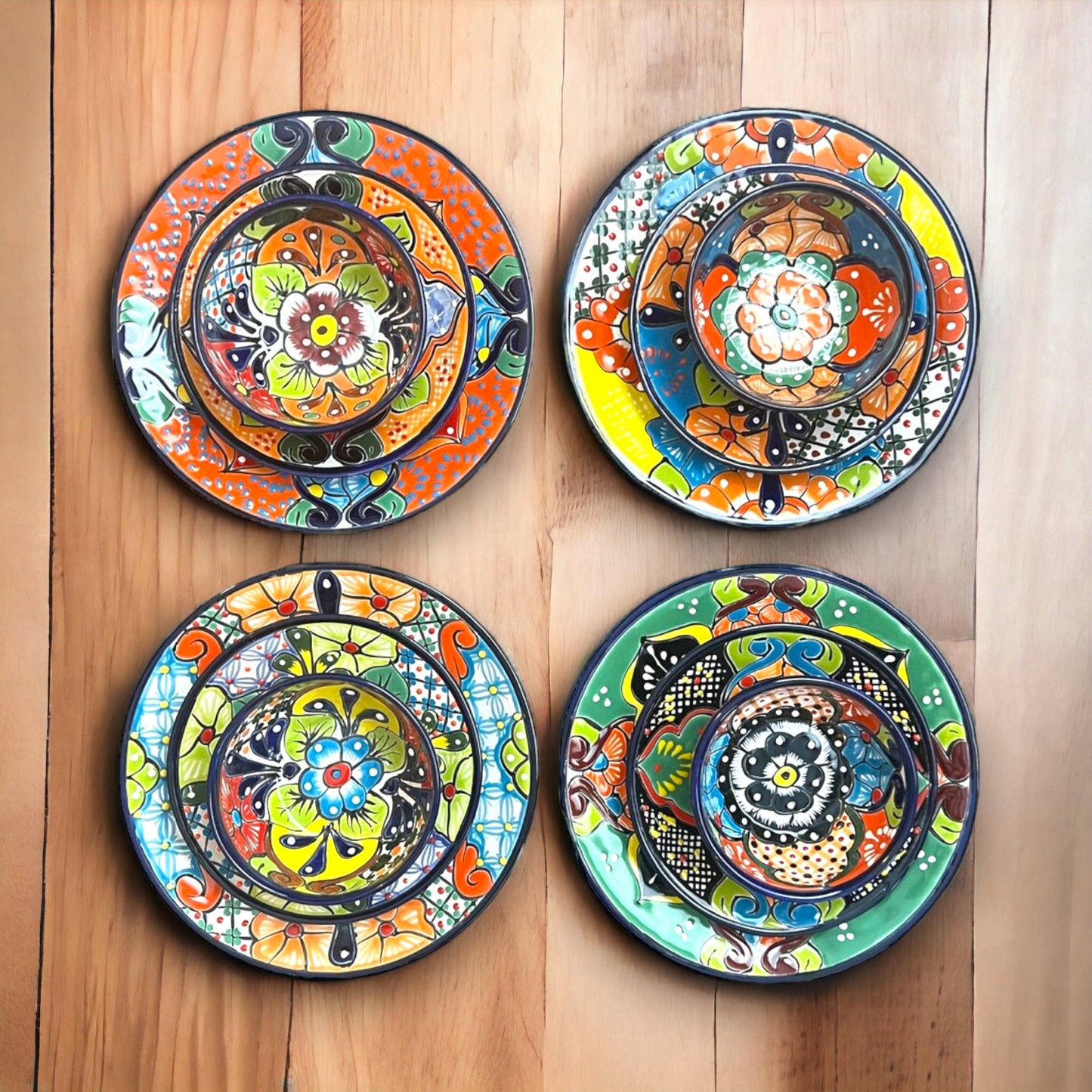 Talavera Dinnerware Set | 33-Piece Mexican Dish Set for 8