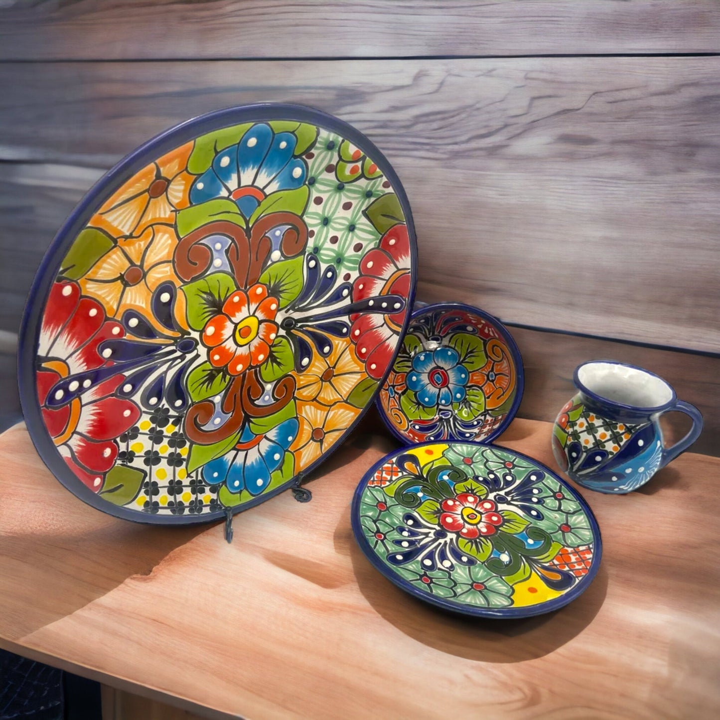 34-Piece Talavera Dinnerware Set (Seats 8) | Vibrant and Unique Mexican Tableware