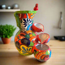 Colorful Talavera Tabletop Fountain | Mexican Folk Art Decor – handmade hand-painted cascading pitcher fountain with vivid floral motifs