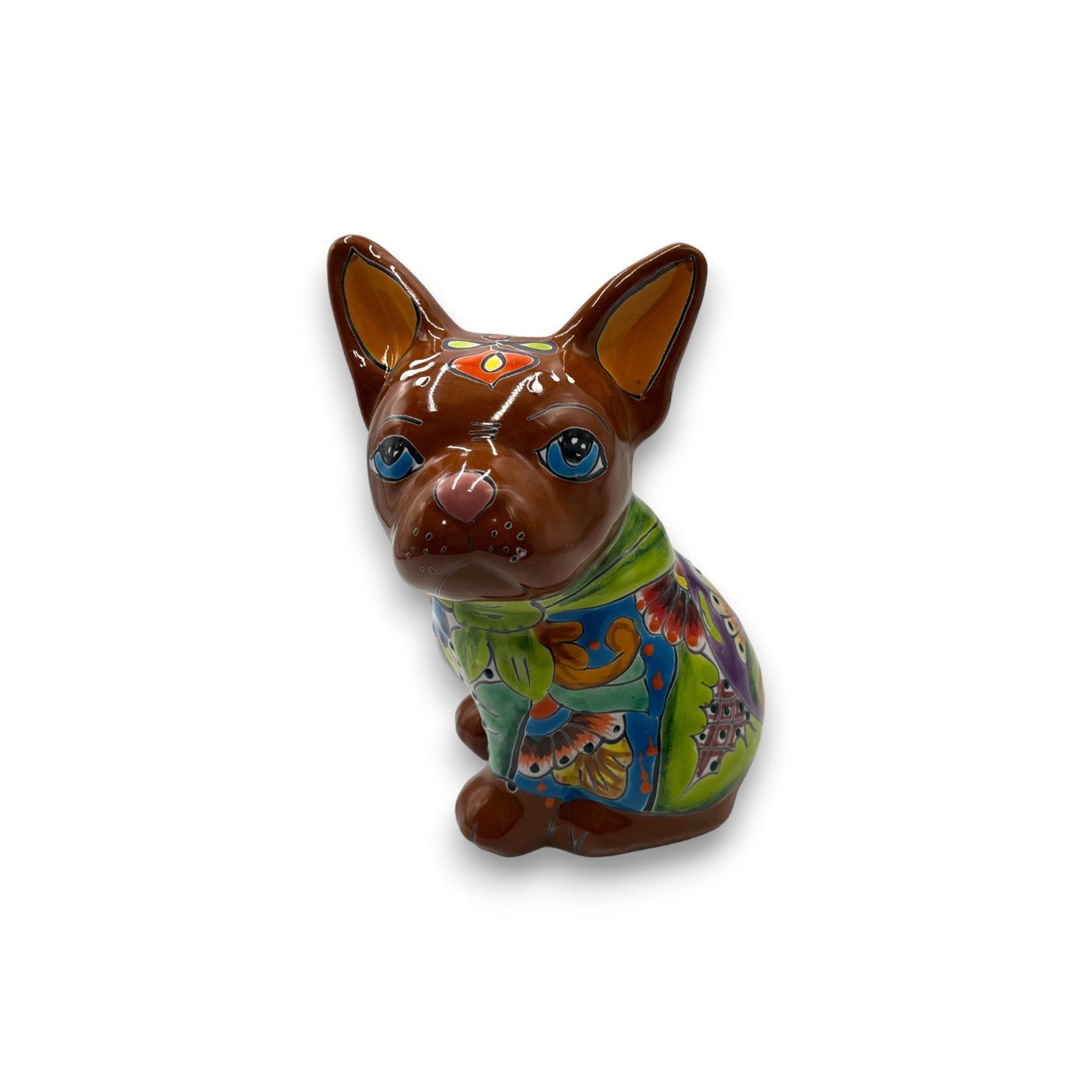 Handmade Talavera Dog Statue | Hand Painted Animal Artwork (Medium)