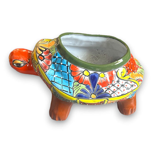 Extra Large Talavera Turtle Planter | Hand-Painted Mexican Pottery