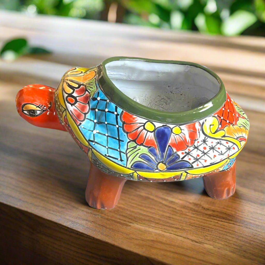 Extra Large Talavera Turtle Planter | Hand-Painted