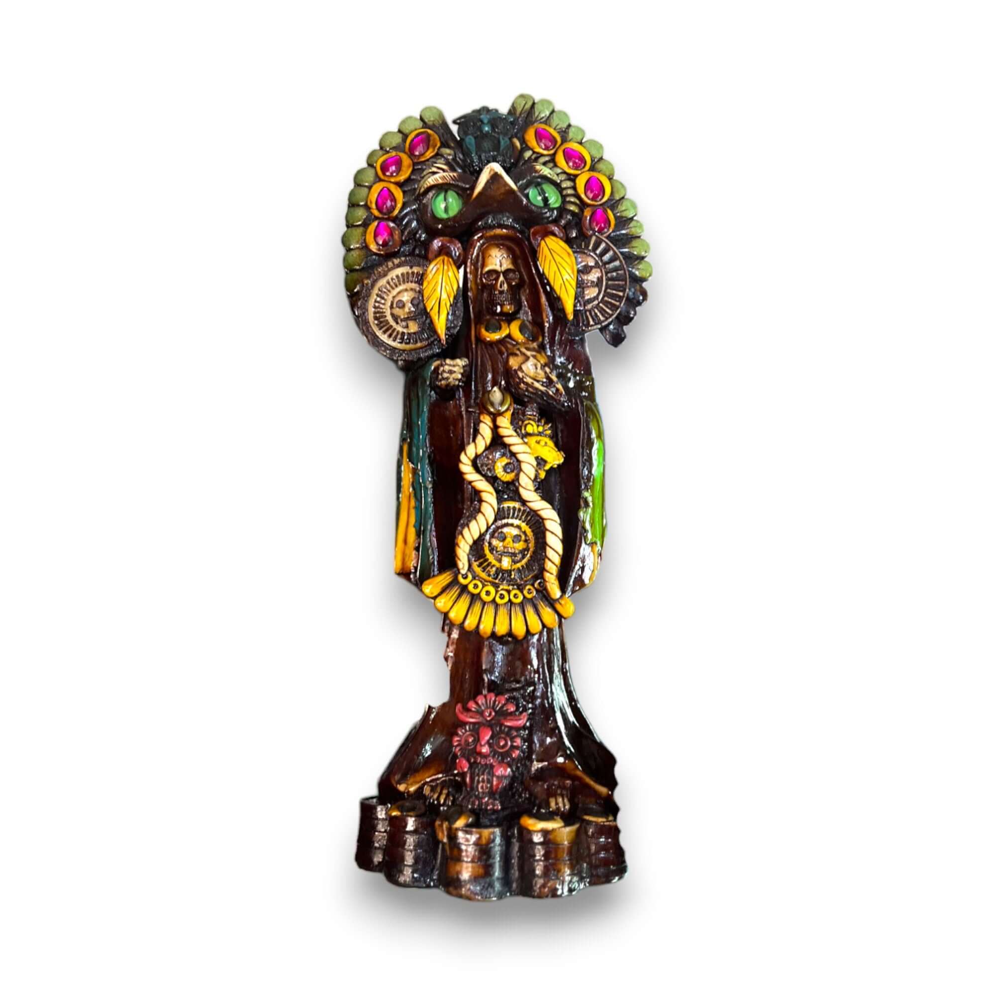 Handcrafted Aztec Warrior Statue - Medium