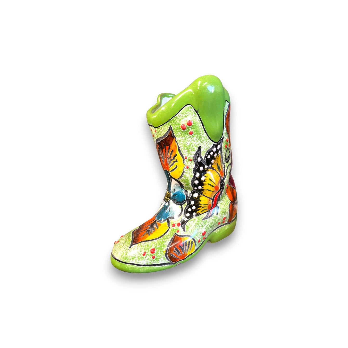 Hand-Painted Talavera Mexican Boot Flower Pot | Colorful Small Talavera Planter