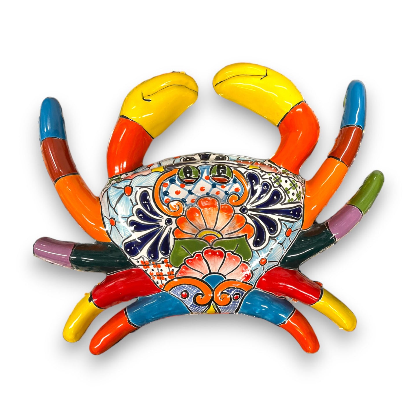 Mexican Handmade Crab Wall Art | Colorful Talavera Statue (Large)