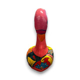 Large Talavera Swan Planter | Colorful Hand-Painted Mexican Pottery - hand-painted pink swan planter with vibrant Talavera floral patterns