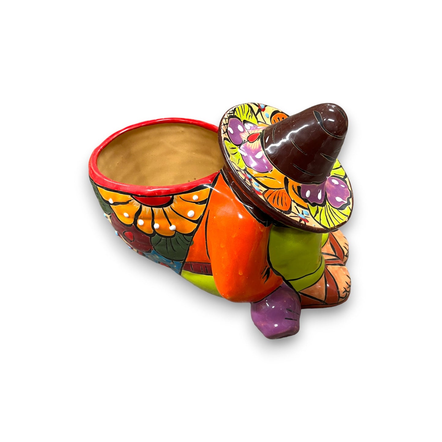 Colorful Hand-Painted Talavera Sleeping Panchito Planter | Mexican Pottery Art