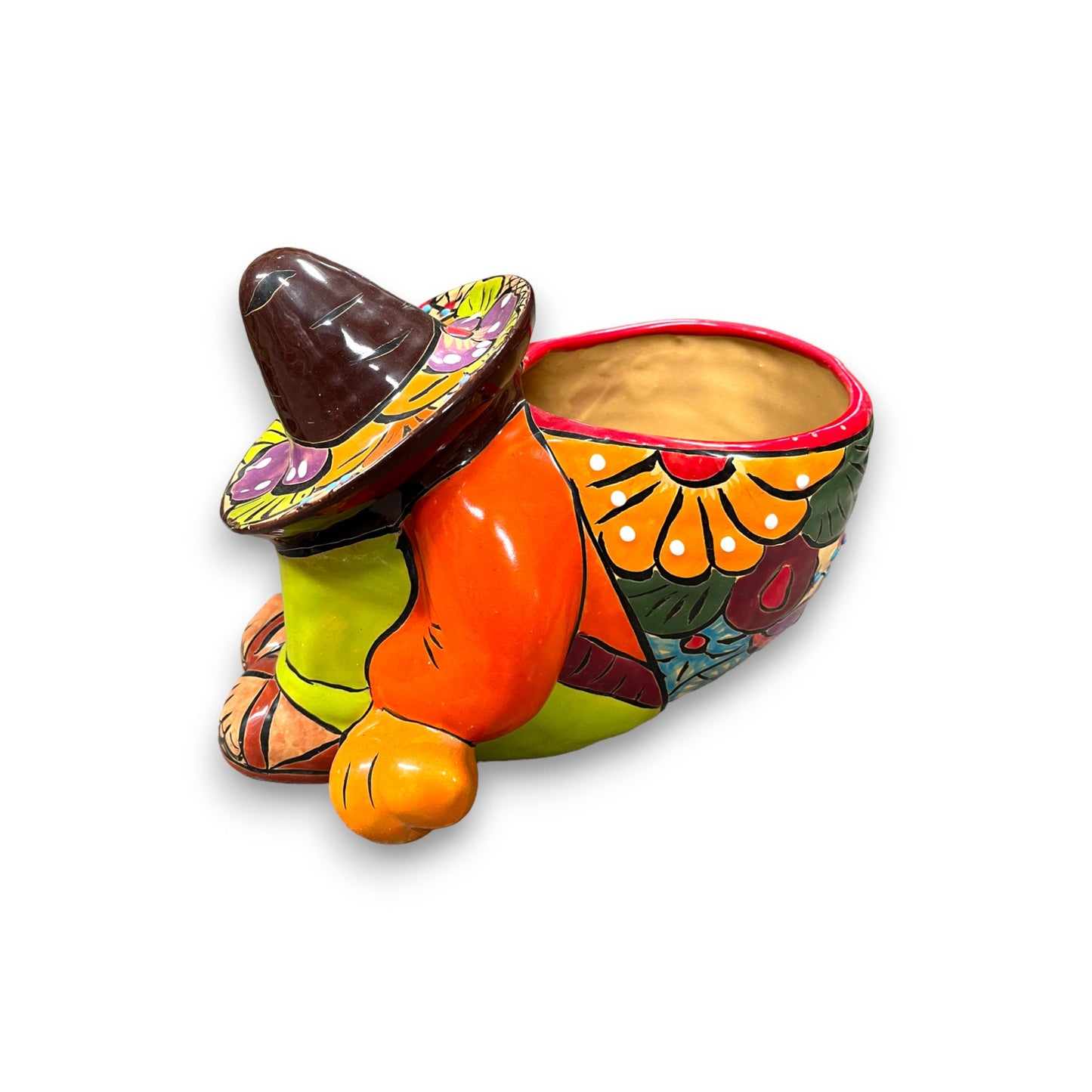 Colorful Hand-Painted Talavera Sleeping Panchito Planter | Mexican Pottery Art