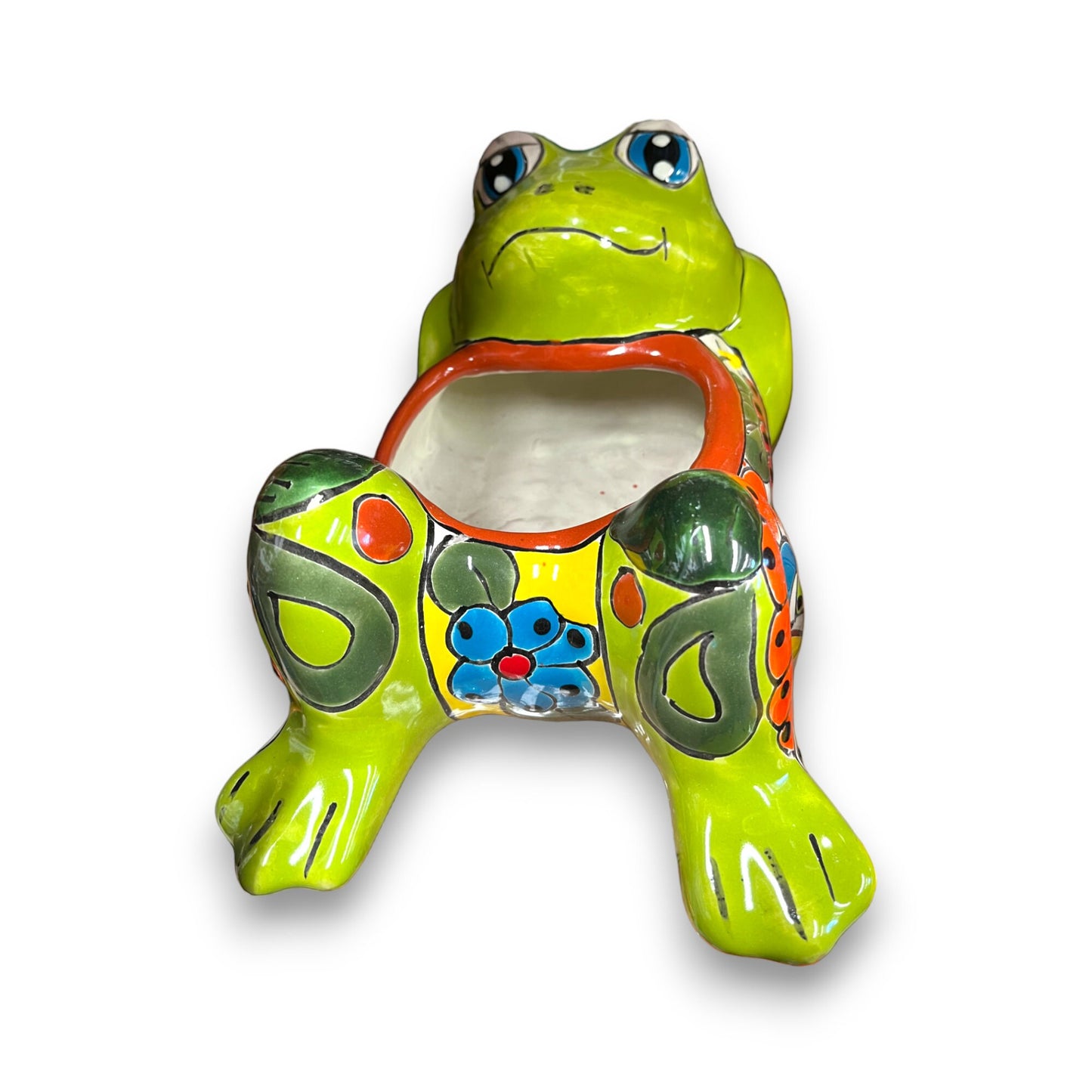 Colorful Talavera Frog Planters | Hand-Painted Mexican Pottery (Medium Size)