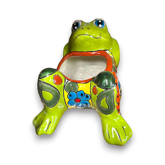 Talavera Frog Planter | Hand-Painted Mexican Ceramic Pot - vibrant hand-painted Talavera frog planter with multicolor floral patterns