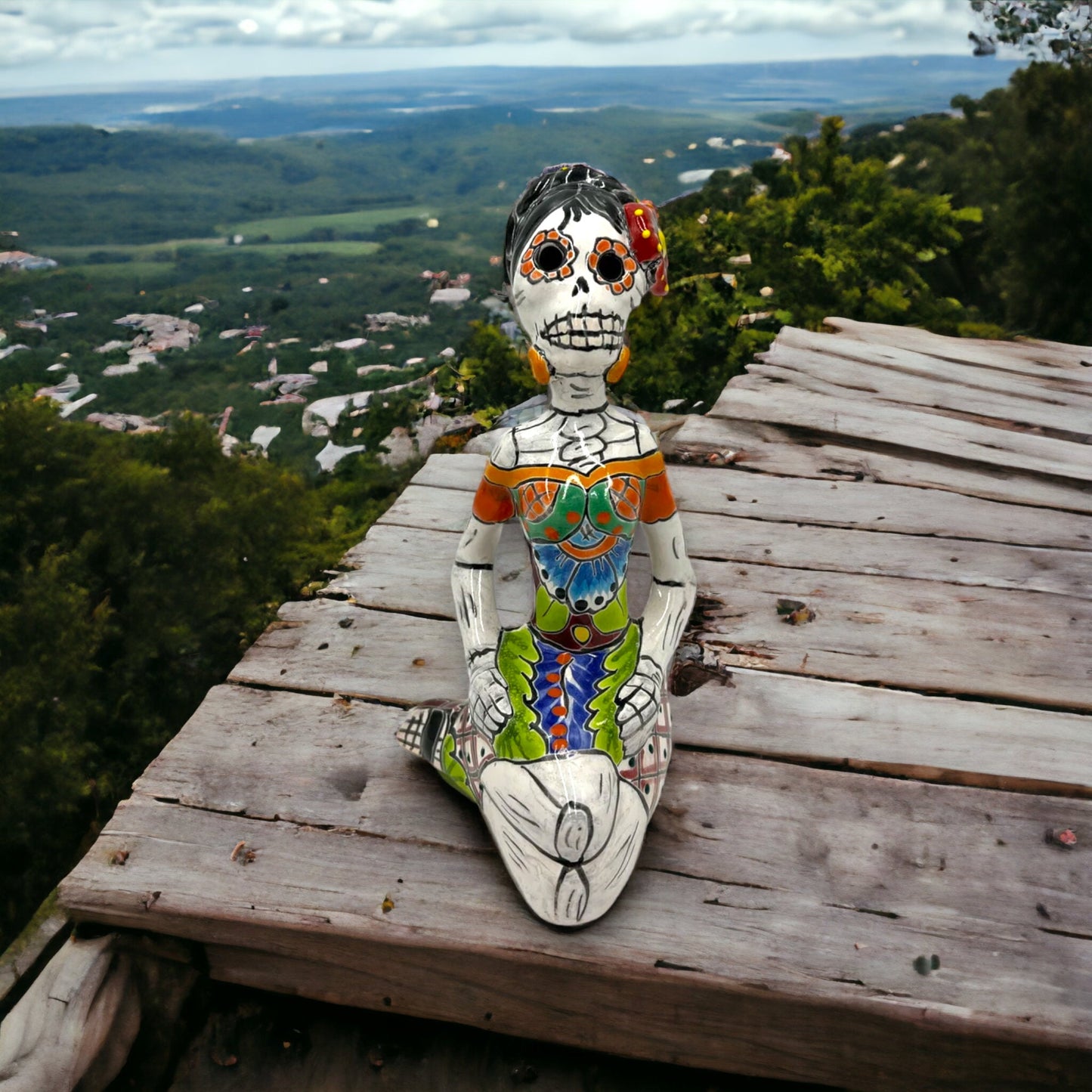 Colorful Mexican Handmade Día de los Muertos Statue | Day of the Dead Figurine