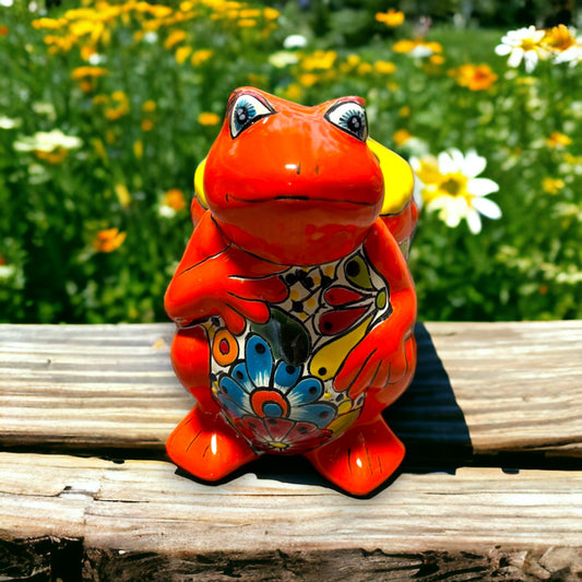 Talavera Frog Planter | Colorful Hand-Painted Mexican Pottery