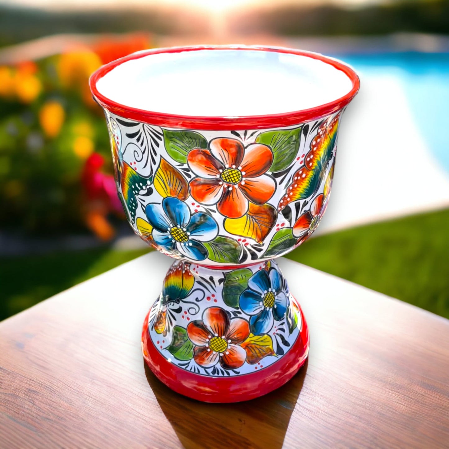 Hand-Painted Mexican Flower Pot | Colorful Talavera Planter (Large)