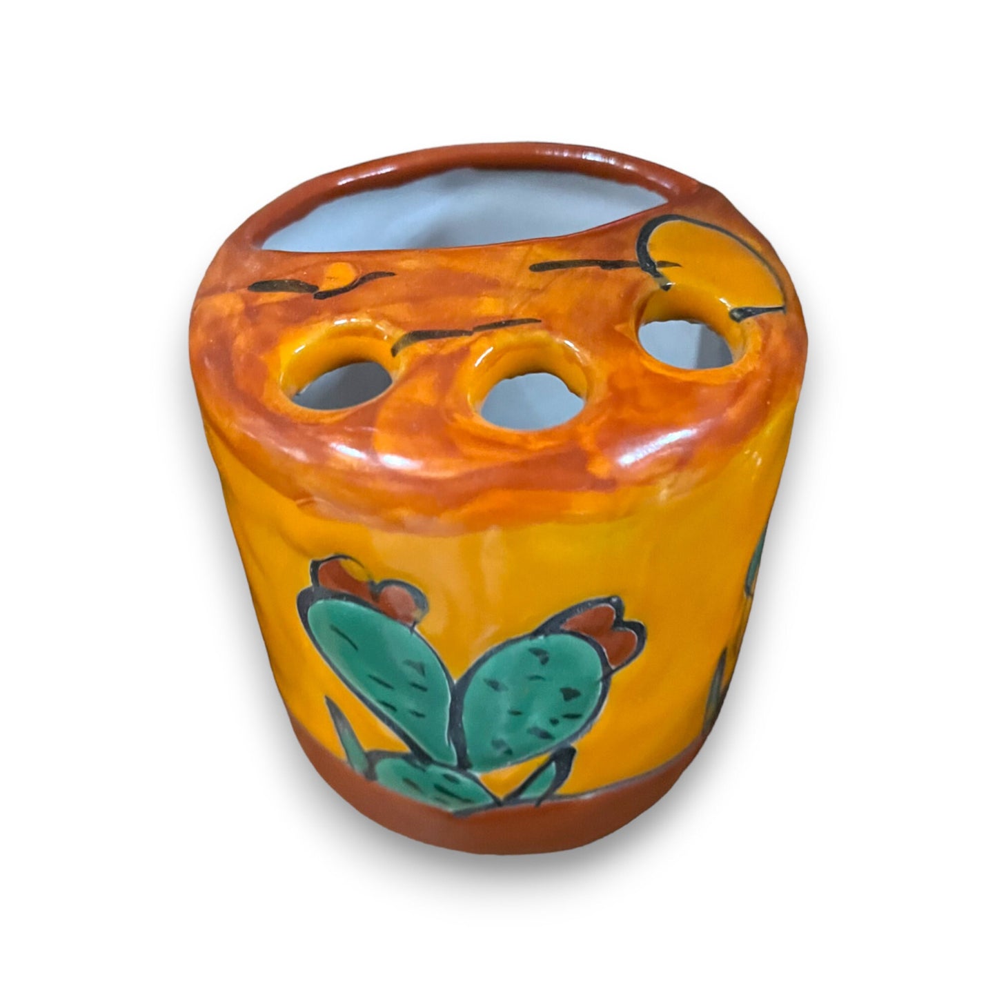 Talavera Toothbrush Holder | Hand-Painted Desert Design Bathroom Essentials