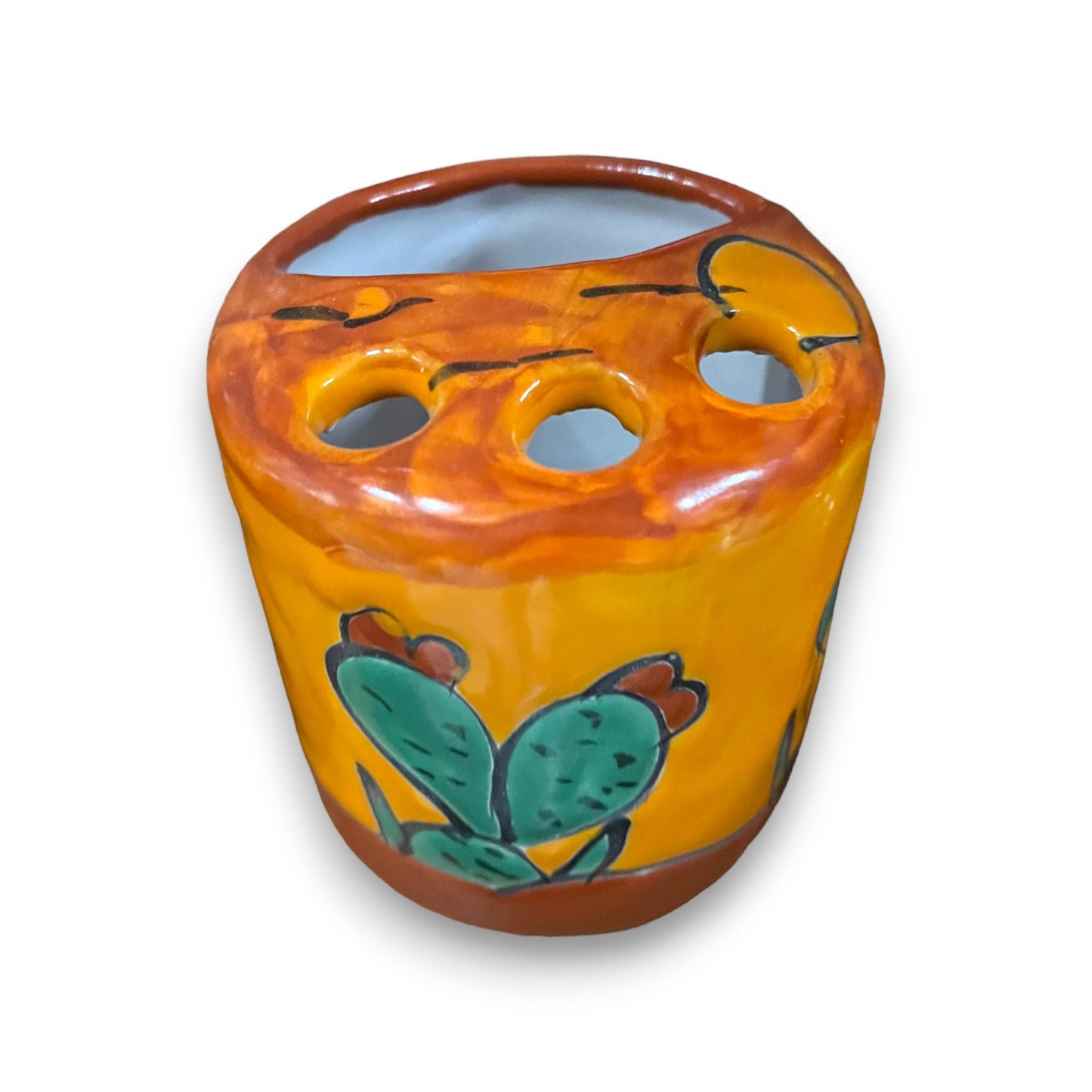 Talavera Toothbrush Holder | Hand-Painted Desert Design Bathroom Essentials