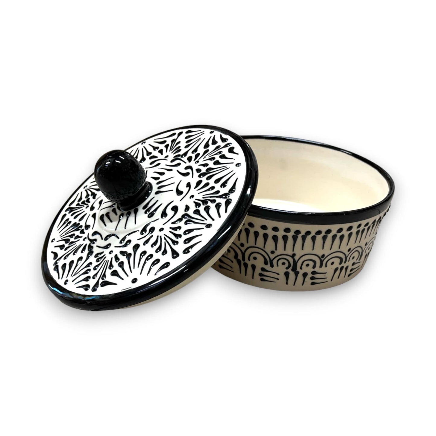 Talavera Tortilla Warmer | Black Accented Puebla Pottery