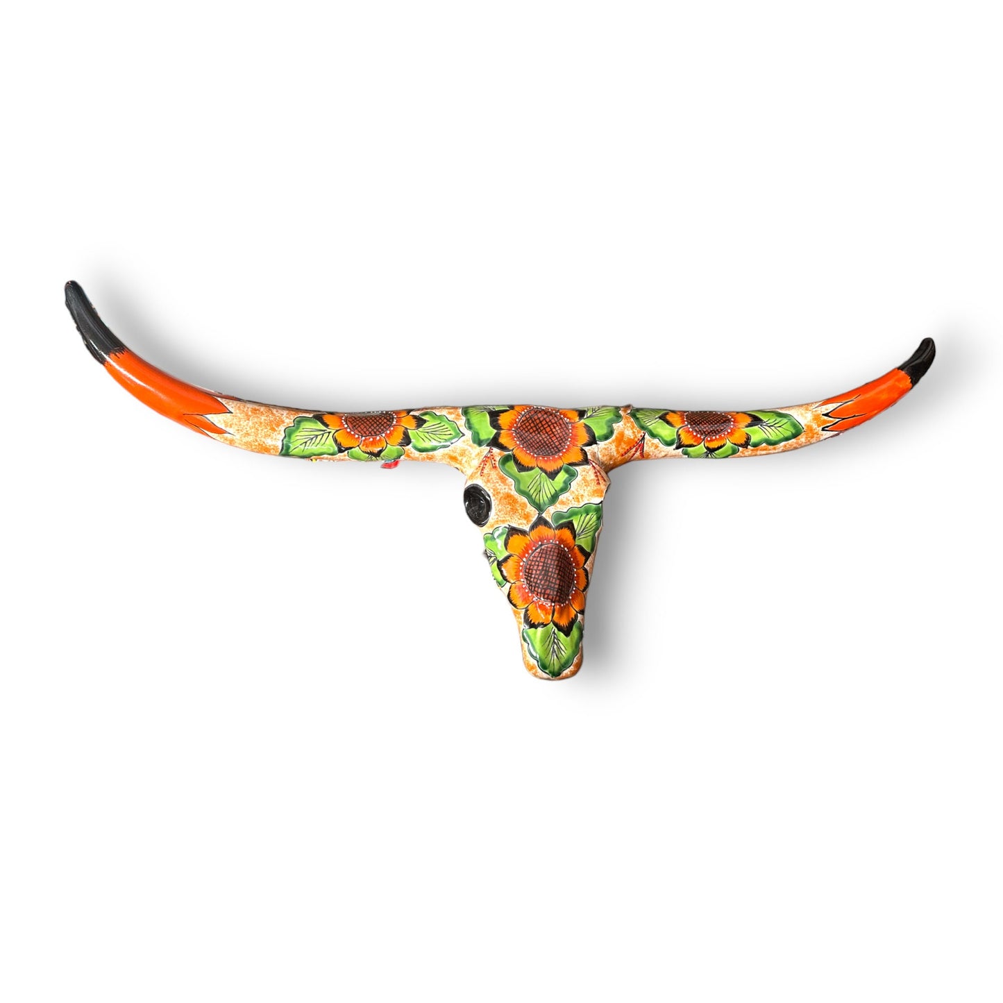 Talavera Longhorn Bull Skull | Hand-Painted Mexican Wall Art