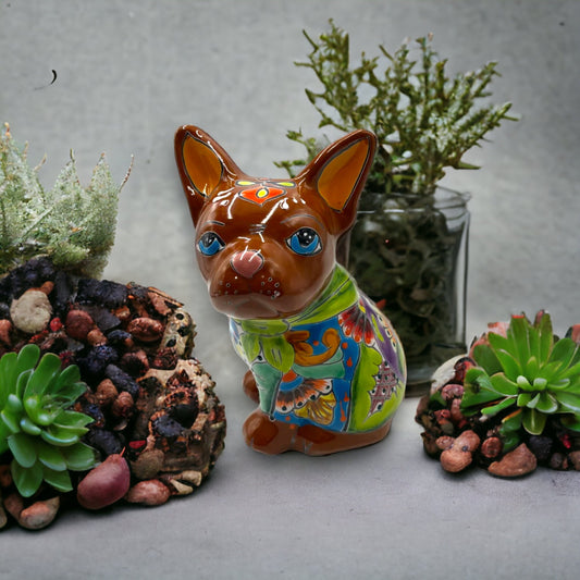 Handmade Talavera Dog Statue | Hand Painted Animal Artwork (Medium)