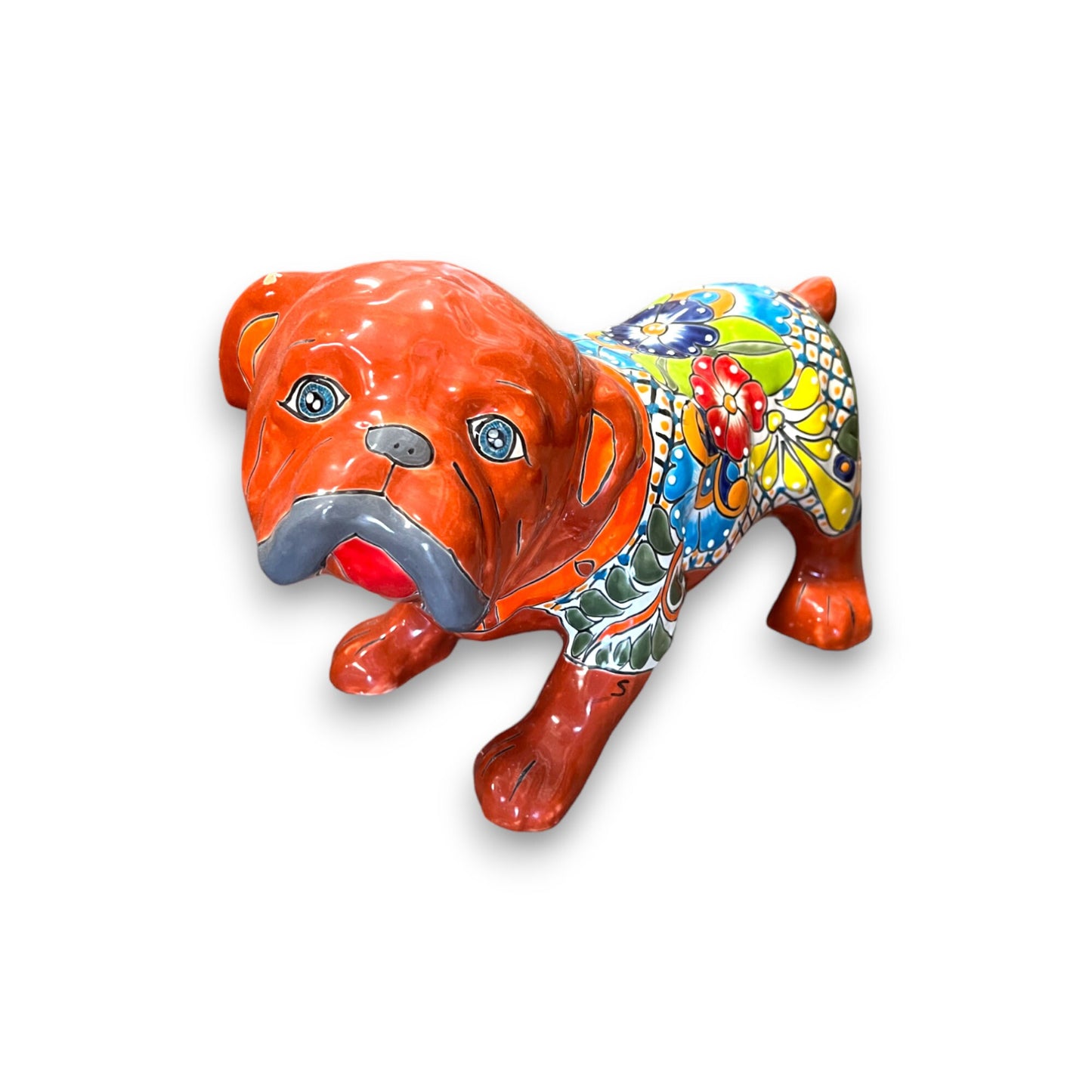 Handmade Talavera Dog Statue | Colorful Hand-Painted Medium Animal Artwork