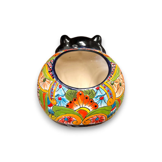 Handmade Fat Cat Planter | Hand Painted Fat Cat Talavera Artwork (Extra Large)