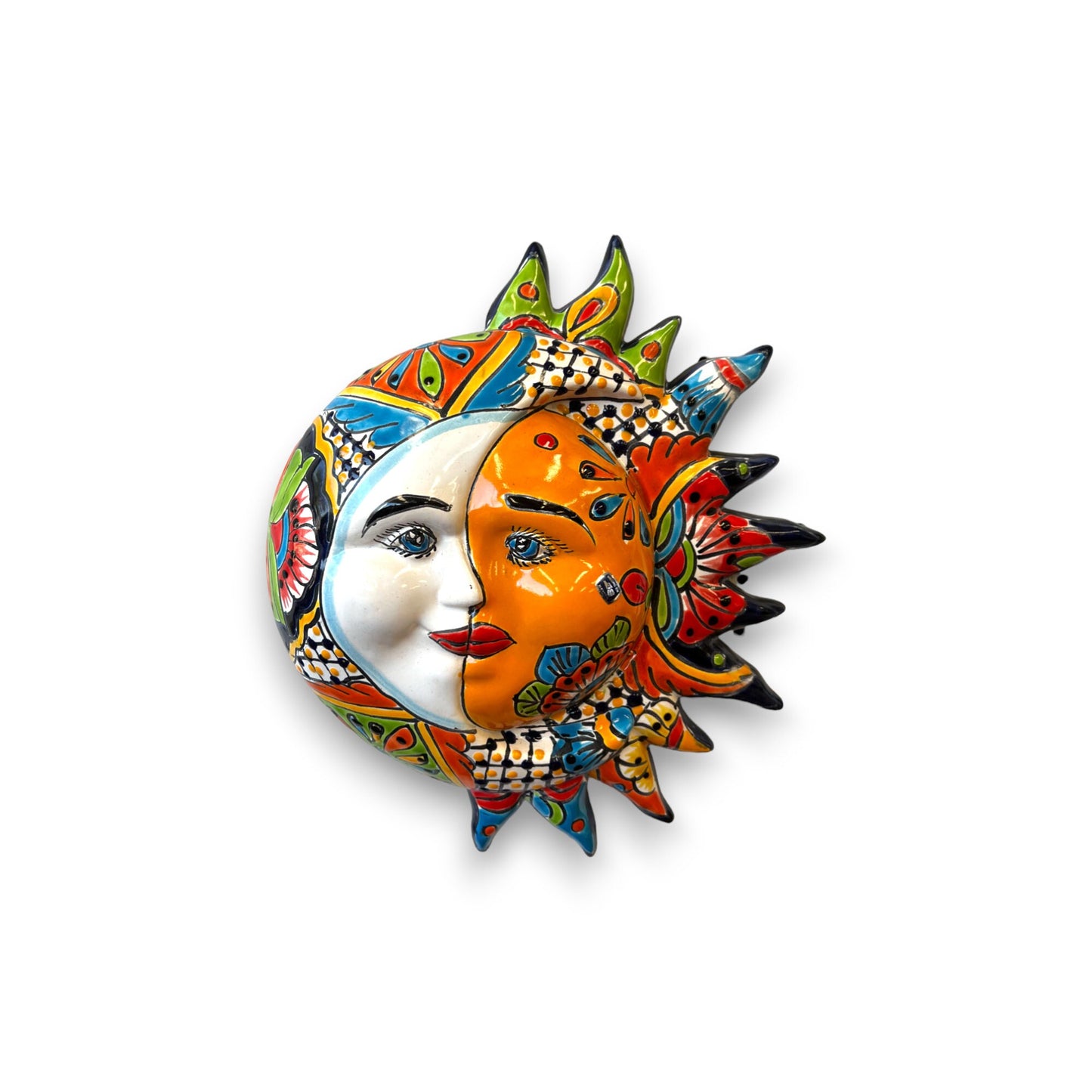 Mexican Handmade Eclipse Wall Art | Talavera Celestial Sun & Moon (Large)