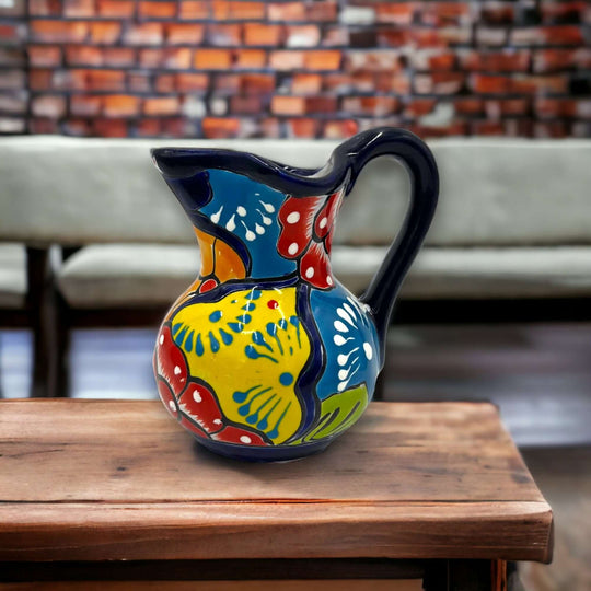 Handmade Talavera Creamer Pitcher | Authentic Mexican Pottery - colorful hand-painted Guanajuato ceramic creamer
