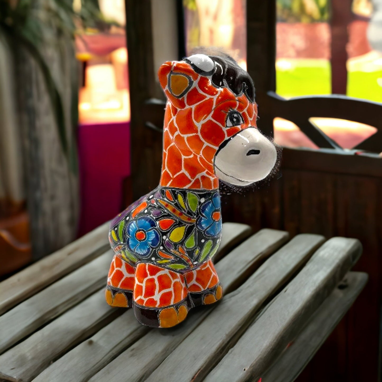 Talavera Giraffe Planter | Small Hand-Painted Succulent Statue