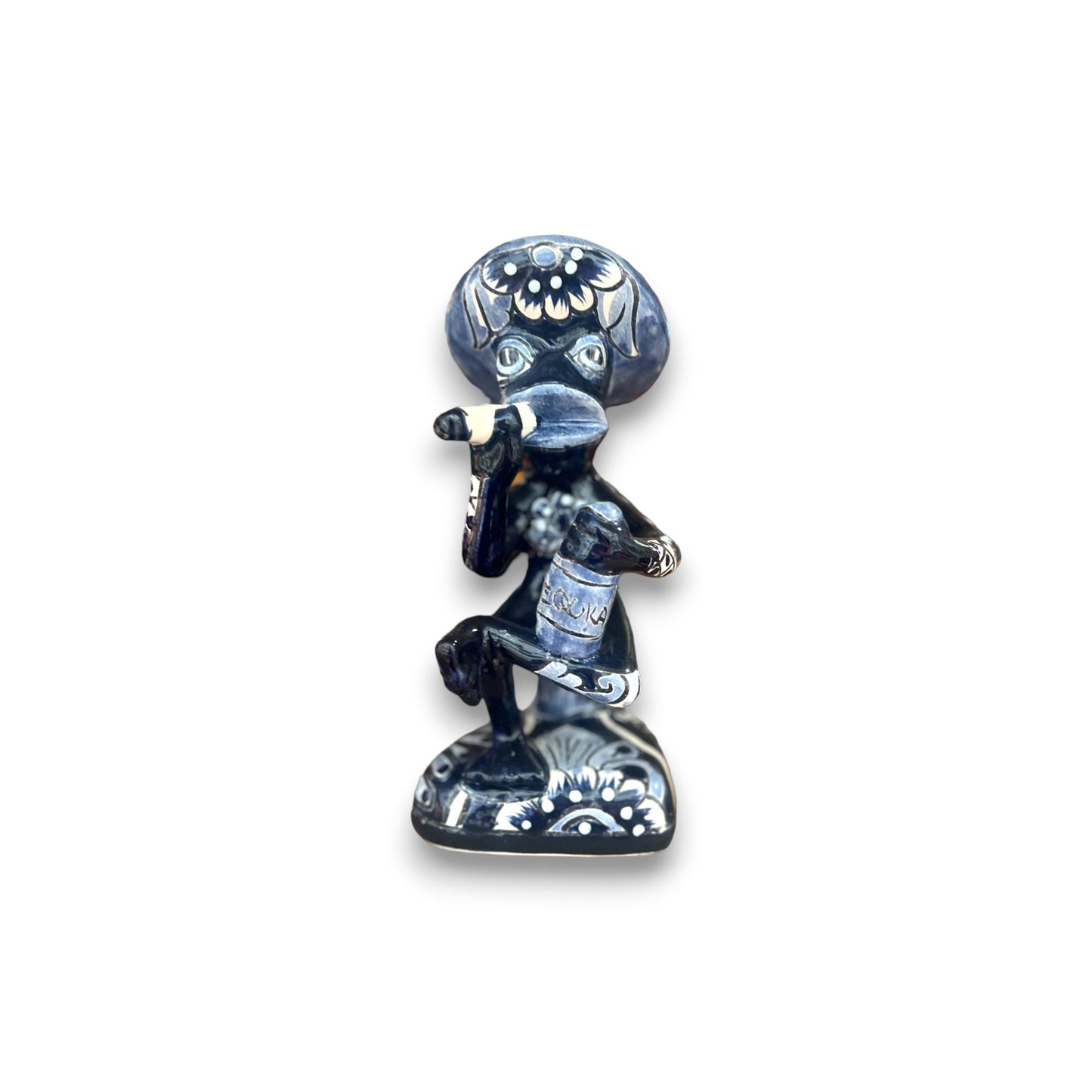 Talavera Frog Statue | Handcrafted Artisan Smoking Sculpture