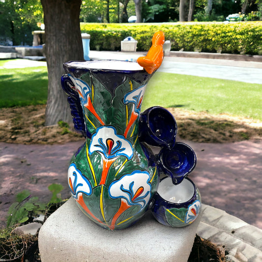 Authentic Mexican Talavera Calla Lily Fountain | Hand-Painted (24" Tall)