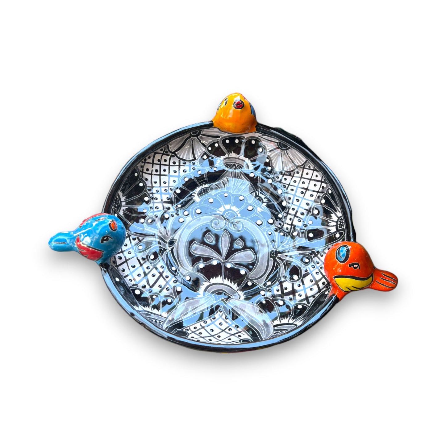 Colorful Handmade Talavera Bird Bath | Charming Small Bird Bath (18" Tall)