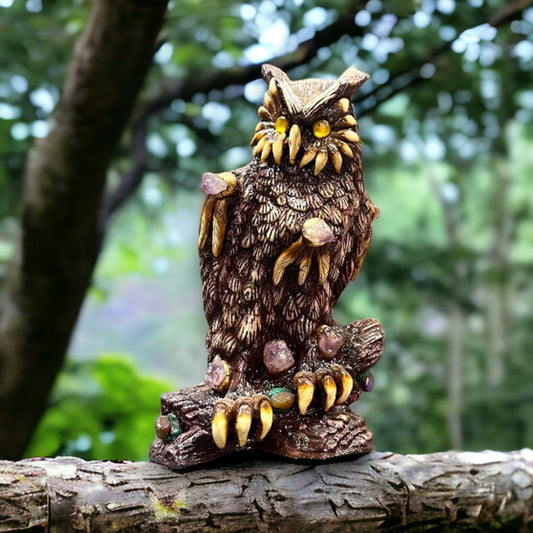Colorful Handcrafted Aztec Owl Statue | Genuine Mexican Folk Art