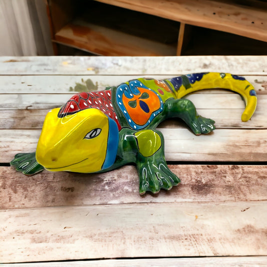 Hand-Painted XL Iguana | Authentic Mexican Talavera Art (24"x14")