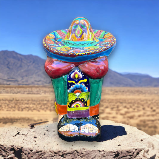Rare XL Talavera Panchito Sleeping Man Statue | Hand-Painted Mexican Pottery