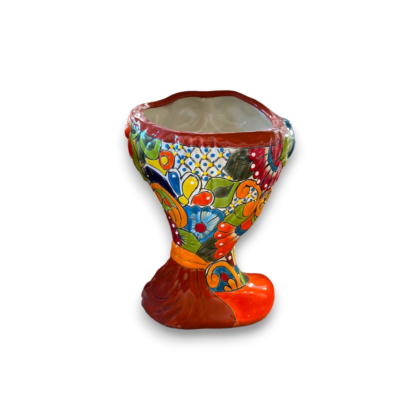 Talavera Ceramic Girl Planter | Handmade Mexican Person Statue (Medium Size)